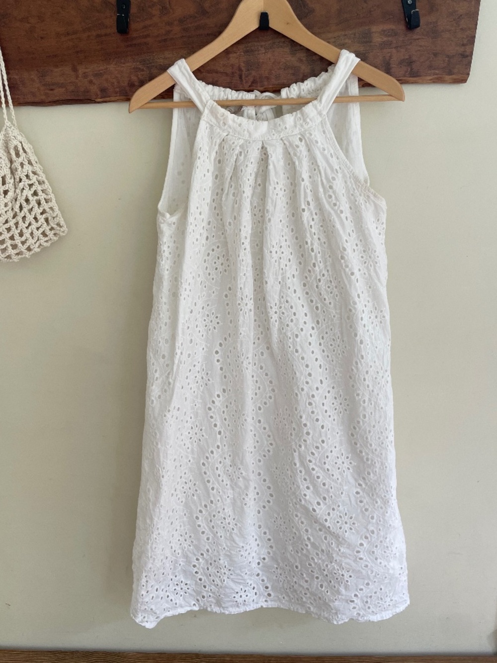 Bellambra | Italian White Cotton Lace Eyelet Summer Halter Shift Dress